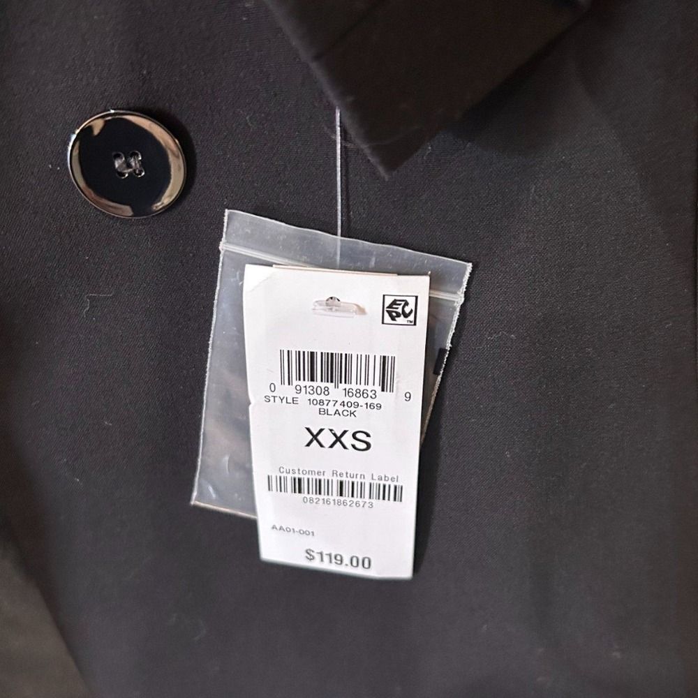 Bar III Faux Double-Breasted Boyfriend Blazer Black XXS - Picture 3 of 4